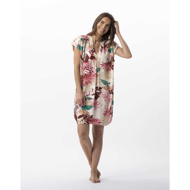 Flower printed kaftan in 100% viscose CAMÉLIA 740 multicolour | Lingerie le Chat