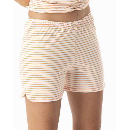 Striped pyjama shorts in cotton and modal FRUTTI 700 tangerine | Lingerie le Chat