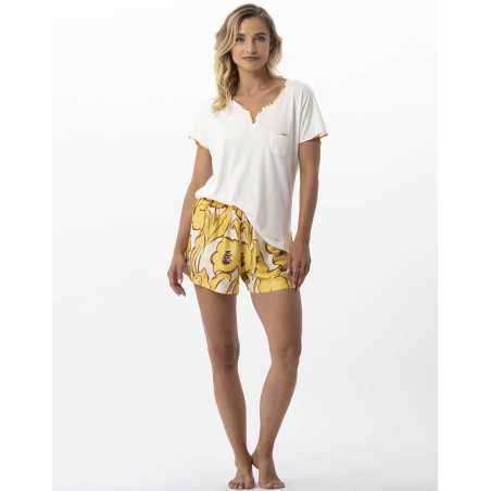 Pyjama short imprimé fleurs NÉROLI 700 écru multico  | Lingerie le Chat