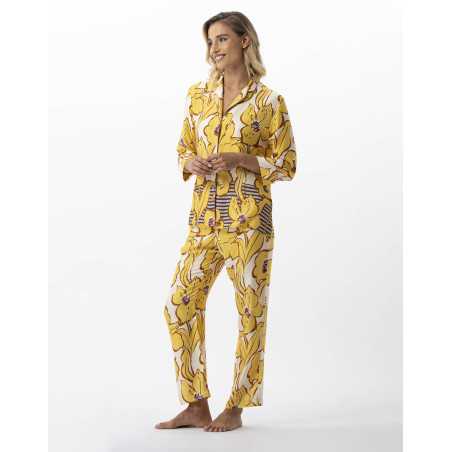 Flower print button-down pyjamas in 100% viscose NÉROLI 706 multico | Lingerie le Chat