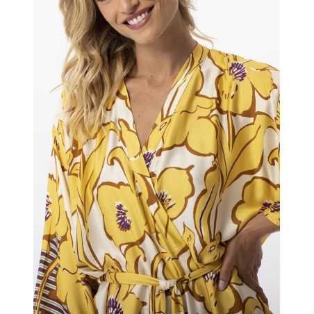 Flower printed kimono in 100% viscose NEROLI 760 multicolour | Lingerie le Chat