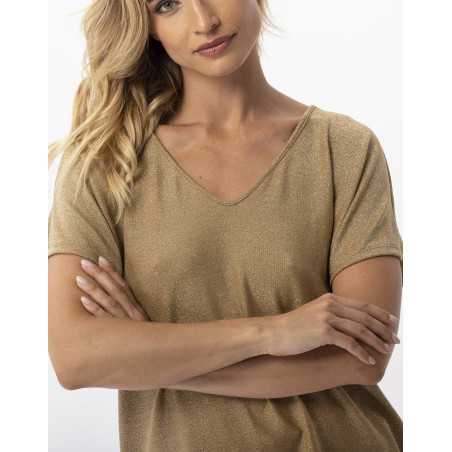 T-shirt in lurex knit PALMA 730 gold | Lingerie le Chat