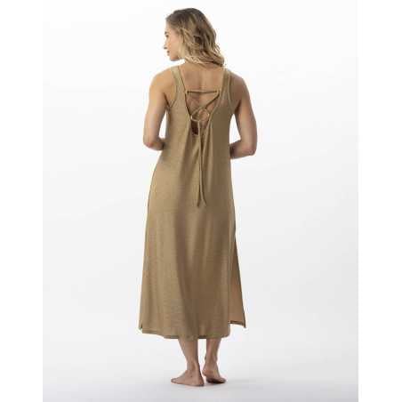 Long dress in lurex knit PALMA 740 gold | Lingerie le Chat