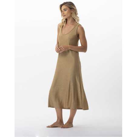 Long dress in lurex knit PALMA 740 gold | Lingerie le Chat