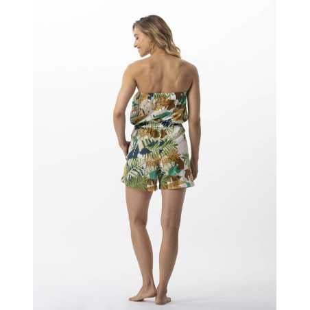 Plant printed romper in 100% cotton PALMERAIE 700 multico | Lingerie le Chat