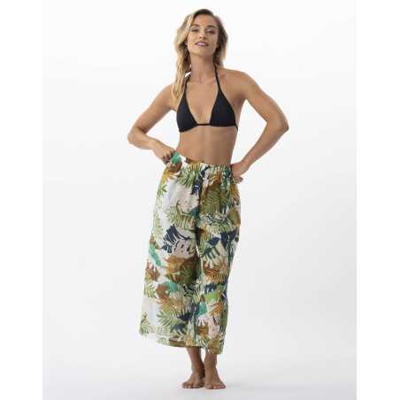 Plant printed trousers in 100% cotton PALMERAIE 780 multico | Lingerie le Chat