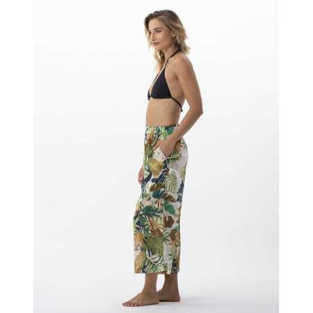 Plant printed trousers in 100% cotton PALMERAIE 780 multico | Lingerie le Chat