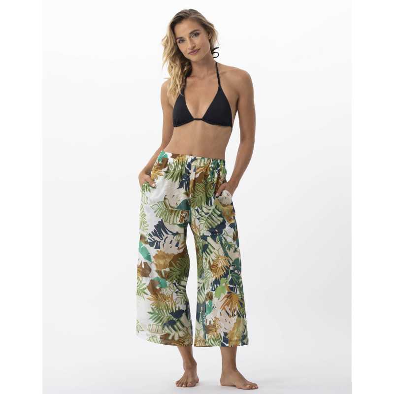 Plant printed trousers in 100% cotton PALMERAIE 780 multico | Lingerie le Chat