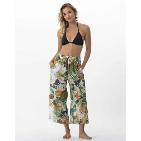 Plant printed trousers in 100% cotton PALMERAIE 780 multico | Lingerie le Chat