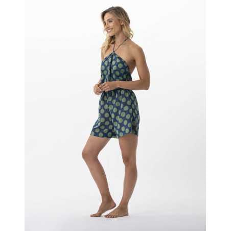 Polka dot printed romper in 100% cotton RIVA 700 vert | Lingerie le Chat