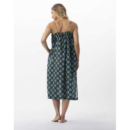 Polka dot printed dress in 100% cotton RIVA 740 green | Lingerie le Chat