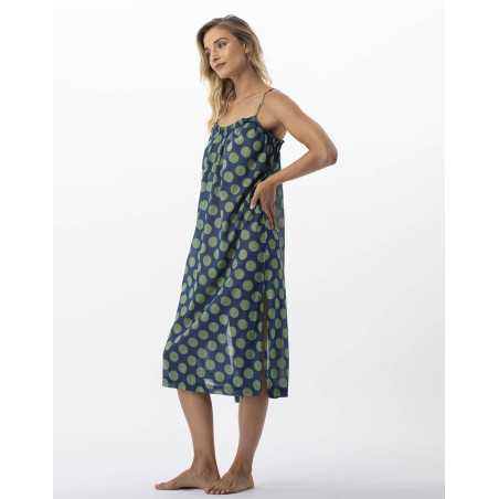 Polka dot printed dress in 100% cotton RIVA 740 green | Lingerie le Chat