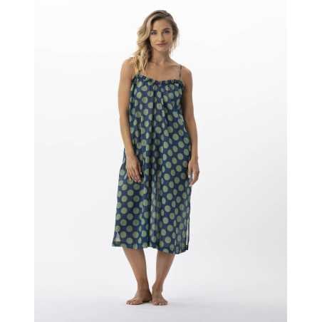 Polka dot printed dress in 100% cotton RIVA 740 green | Lingerie le Chat