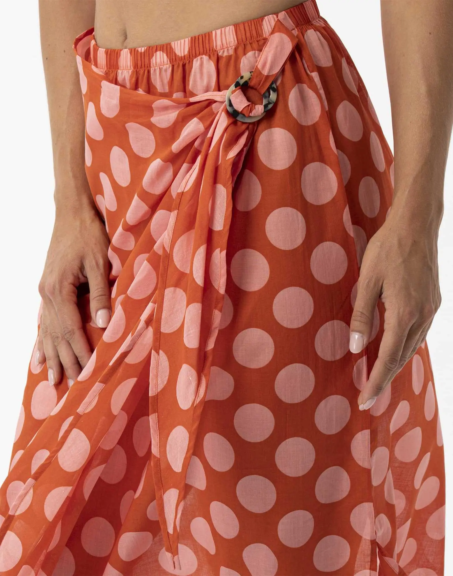 Polka dot printed sarong skirt in 100% cotton RIVA 780 pink | Lingerie ...