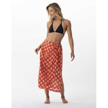 Polka dot printed sarong skirt in 100% cotton RIVA 780 pink | Lingerie le Chat