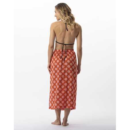 Polka dot printed sarong skirt in 100% cotton RIVA 780 pink | Lingerie le Chat