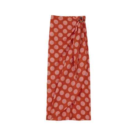 Polka dot printed sarong skirt in 100% cotton RIVA 780 pink | Lingerie le Chat