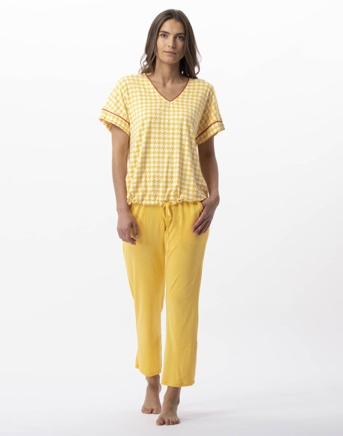 Houndstooth print 7/8° pyjamas in viscose elastane ROSIE 702 sun | Lingerie le Chat