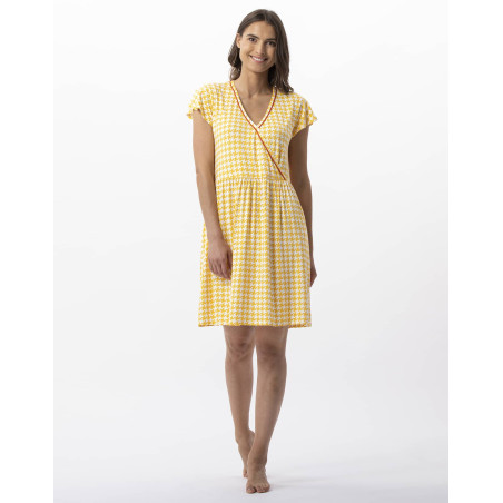 Robe imprimée pied de poule en viscose élasthanne ROSIE 740 soleil  | Lingerie le Chat