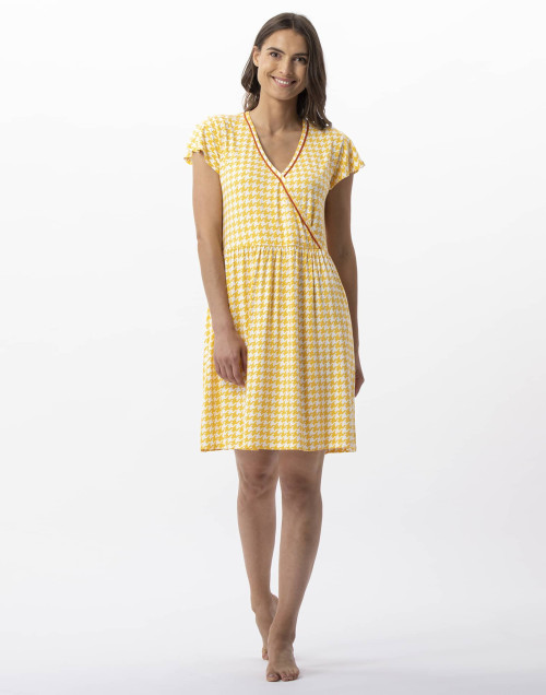 Robe imprimée pied de poule en viscose élasthanne ROSIE 740 soleil  | Lingerie le Chat