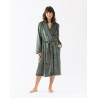 Plush flannel twill bathrobe ESSENTIEL H61B in moss green