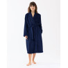 Plush flannel twill bathrobe ESSENTIEL H61B in navy blue