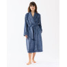 Plush flannel twill bathrobe ESSENTIEL H61B in prussian blue