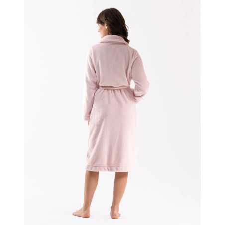 Plush flannel bathrobe ESSENTIEL H51B rosewood | Lingerie le Chat