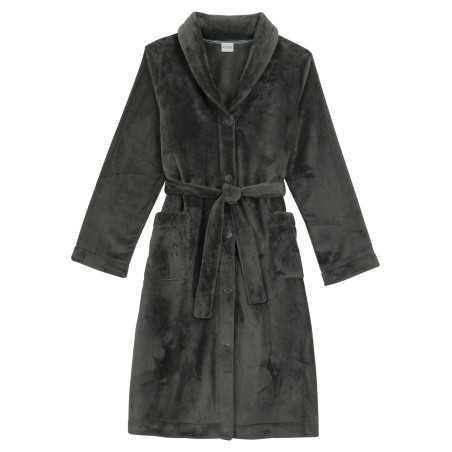 Plush flannel bathrobe ESSENTIEL H51B moss green | Lingerie le Chat