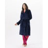 Plush flannel bathrobe ESSENTIEL H51B navy blue