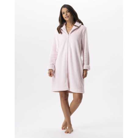 Plush flannel bathrobe ESSENTIEL H56B rosewood | Lingerie le Chat