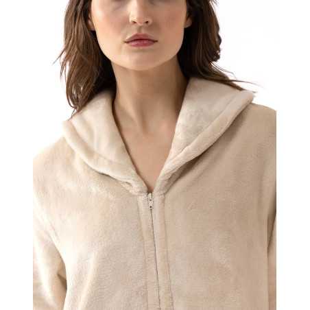 Plush flannel bathrobe ESSENTIEL H56B shell | Lingerie le Chat