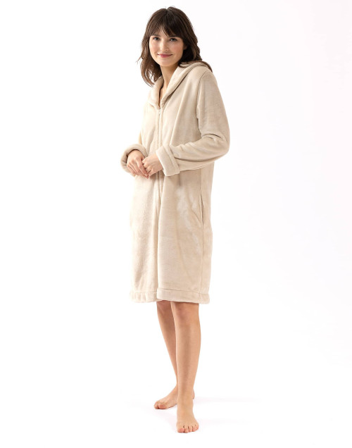 Plush flannel bathrobe ESSENTIEL H56B shell