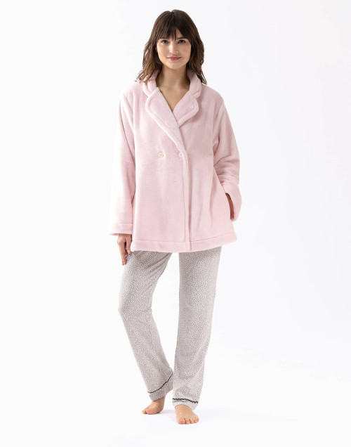 Veste en peluche flanelle ESSENTIEL H77A bois de rose  | Lingerie le Chat