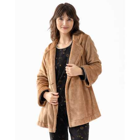 Plush flannel jacket ESSENTIEL H77A honey  gold | Lingerie le Chat