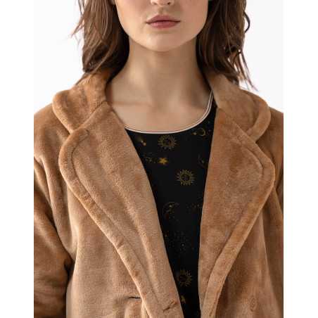 Plush flannel jacket ESSENTIEL H77A honey  gold | Lingerie le Chat