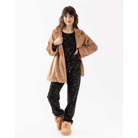 Plush flannel jacket ESSENTIEL H77A honey  gold | Lingerie le Chat