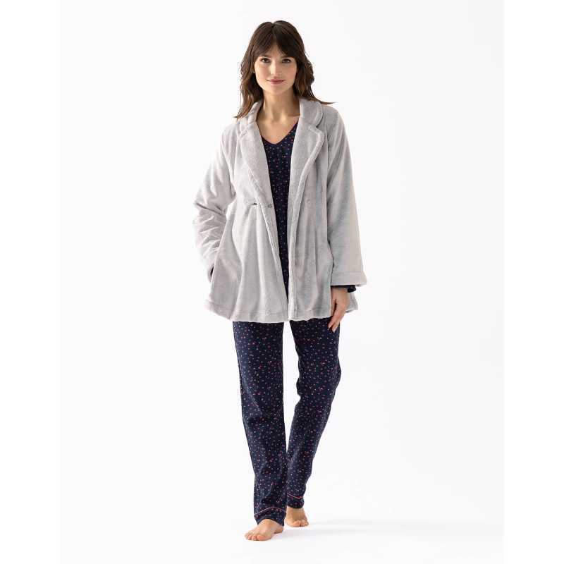 Plush flannel jacket ESSENTIEL 677 grey | Lingerie le Chat