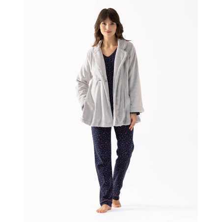 Plush flannel jacket ESSENTIEL 677 grey | Lingerie le Chat