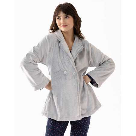 Veste en peluche flanelle ESSENTIEL H77A gris  | Lingerie le Chat