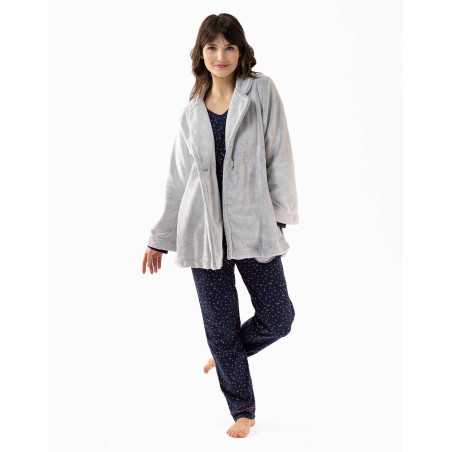 Plush flannel jacket ESSENTIEL 677 grey | Lingerie le Chat