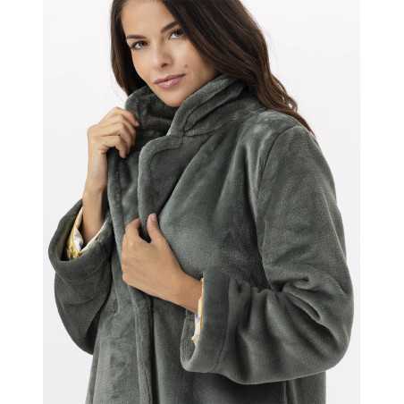 Plush flannel jacket ESSENTIEL H77A moss green | Lingerie le Chat