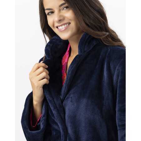 Plush flannel jacket ESSENTIEL H77A navy blue | Lingerie le Chat