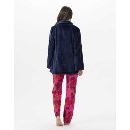 Plush flannel jacket ESSENTIEL H77A navy blue | Lingerie le Chat