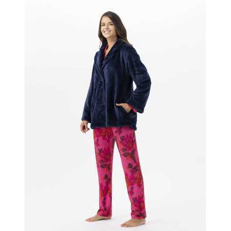 Plush flannel jacket ESSENTIEL H77A navy blue | Lingerie le Chat