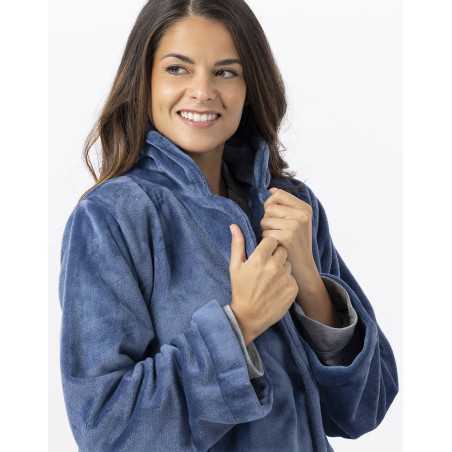 Plush flannel jacket ESSENTIEL H77A prussian blue | Lingerie le Chat