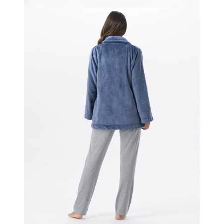 Plush flannel jacket ESSENTIEL H77A prussian blue | Lingerie le Chat