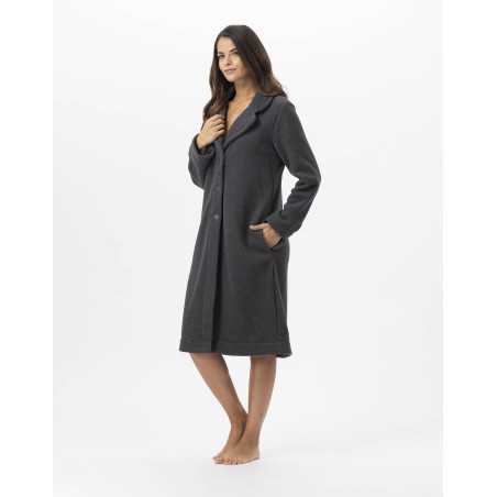 Fleece robe ESSENTIEL H52B in anthracite | Lingerie le Chat