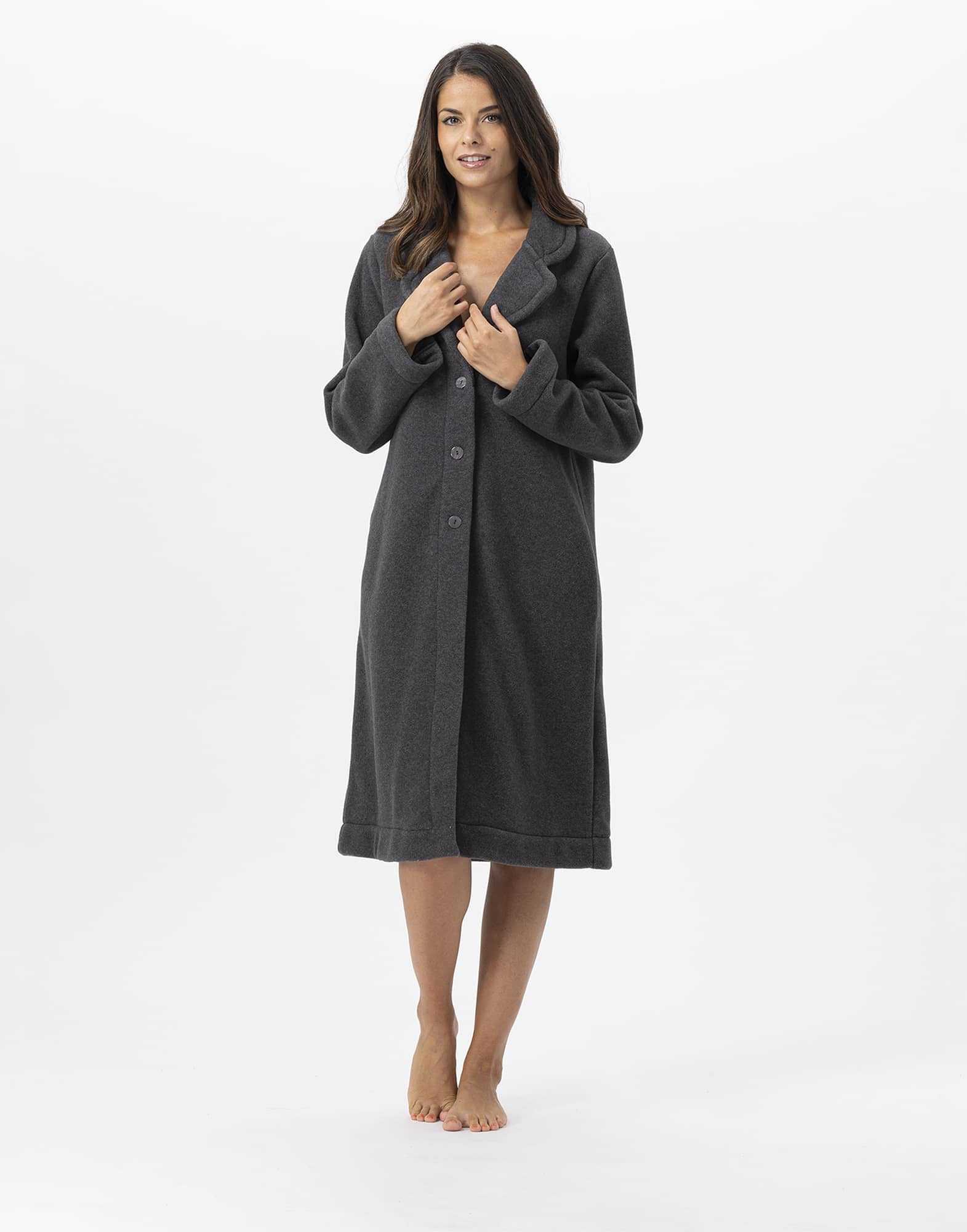 Fleece robe ESSENTIEL H52B in anthracite | Lingerie le Chat