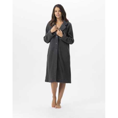 Fleece robe ESSENTIEL H52B in anthracite | Lingerie le Chat